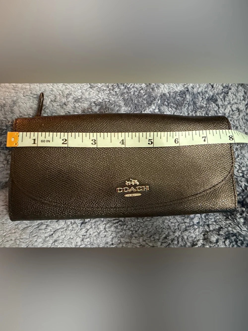 COACH Black Textured Leather Continental Card Holder Wallet